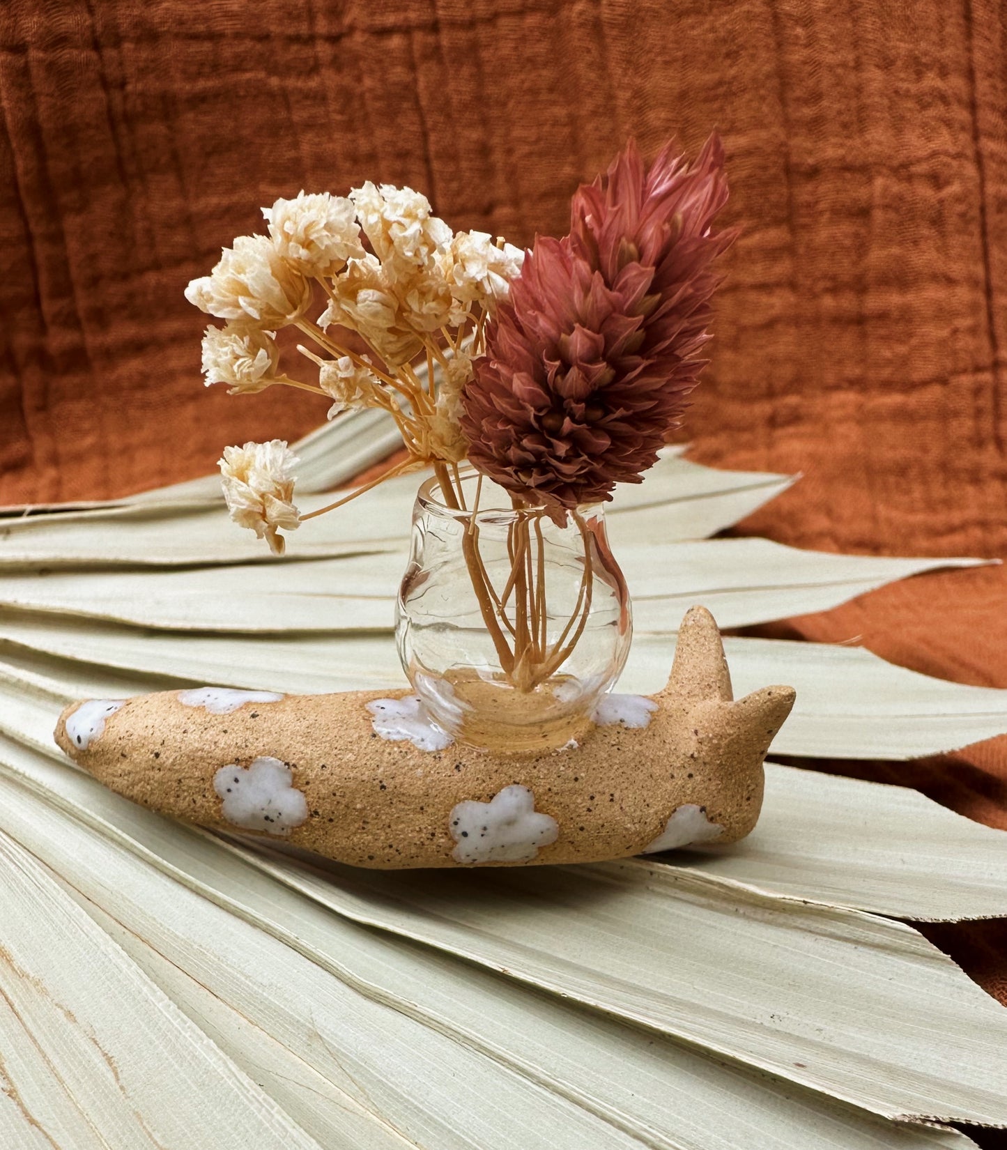 Floral snail bud vase