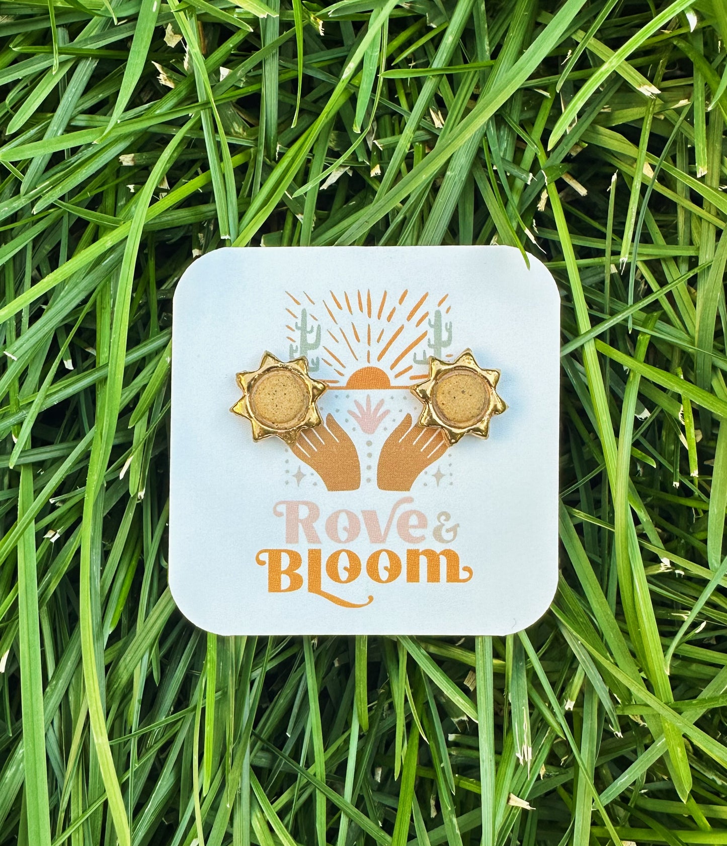 22k gold sun earrings
