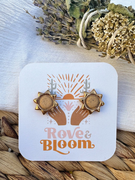 22k gold sun earrings